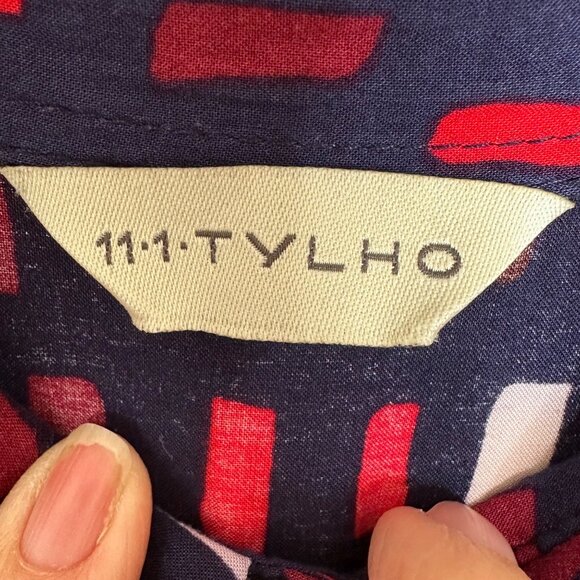 Anthropologie 11.1 Tylho Brynn Shirtdress In Navy/ Marin Red Career Size Small - Picture 11 of 12